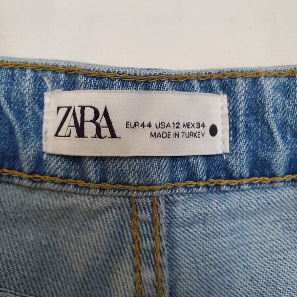 Zara Caia Relaxed Fit Front Pleat Wide Leg High Waist Jeans SZ 12 - Picture 9 of 9